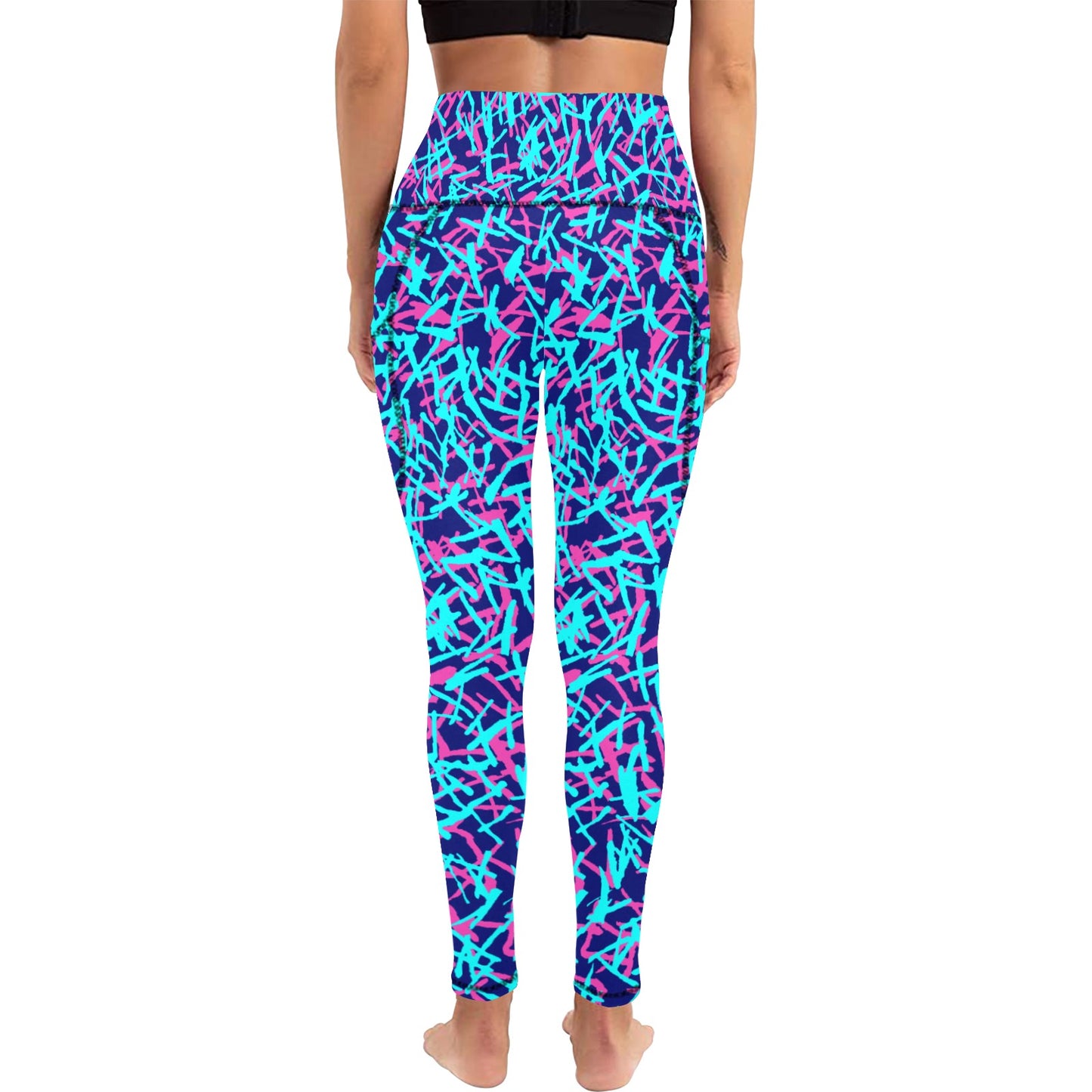 Dizzy Pickle Lesia BBP Confetti Women's Pickleball Performance Leggings (Ankle Length, High-Waisted, & Two Side Pockets)