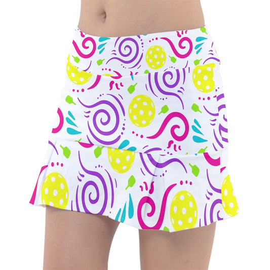 X-SMALL Dizzy Pickle It's Swell White Women's 15" Pickleball Classic Skort with Undershorts and Pockets