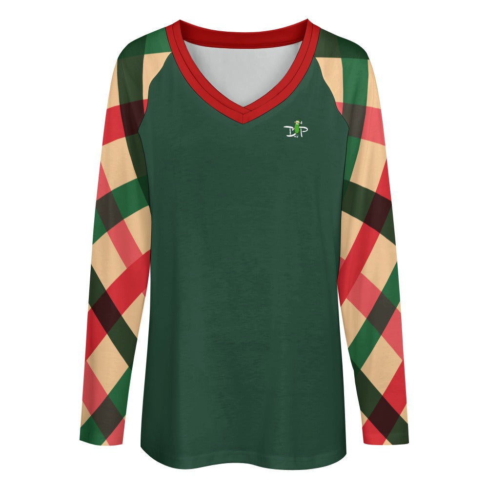 Dizzy Pickle Christmas Holly Cheer Collection Variety Set 6 Women's Pickleball Double Layered V-Neck Loose Tee