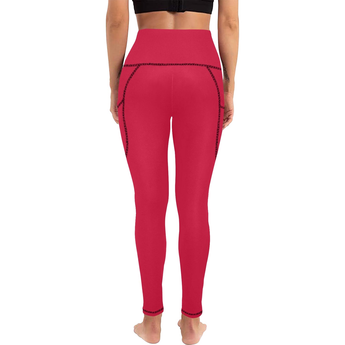 Dizzy Pickle DZY P Classic Arizona Red Women's Pickleball Performance Leggings (Ankle Length, High-Waisted, & Two Side Pockets)