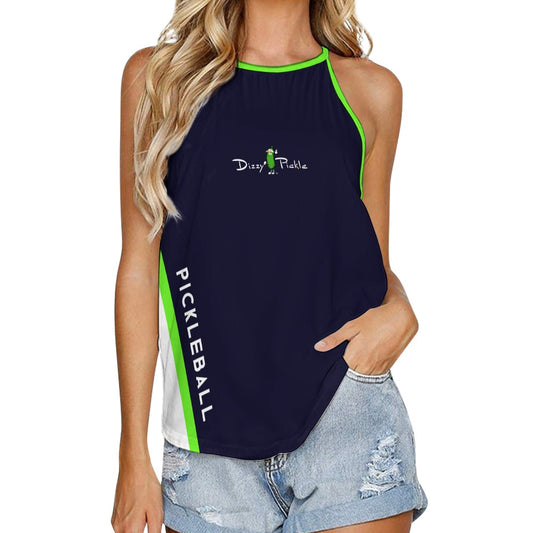 Dizzy Pickle Performance DS Women's Pickleball Sleeveless Crew Neck Vest Midnight Blue Lime Green