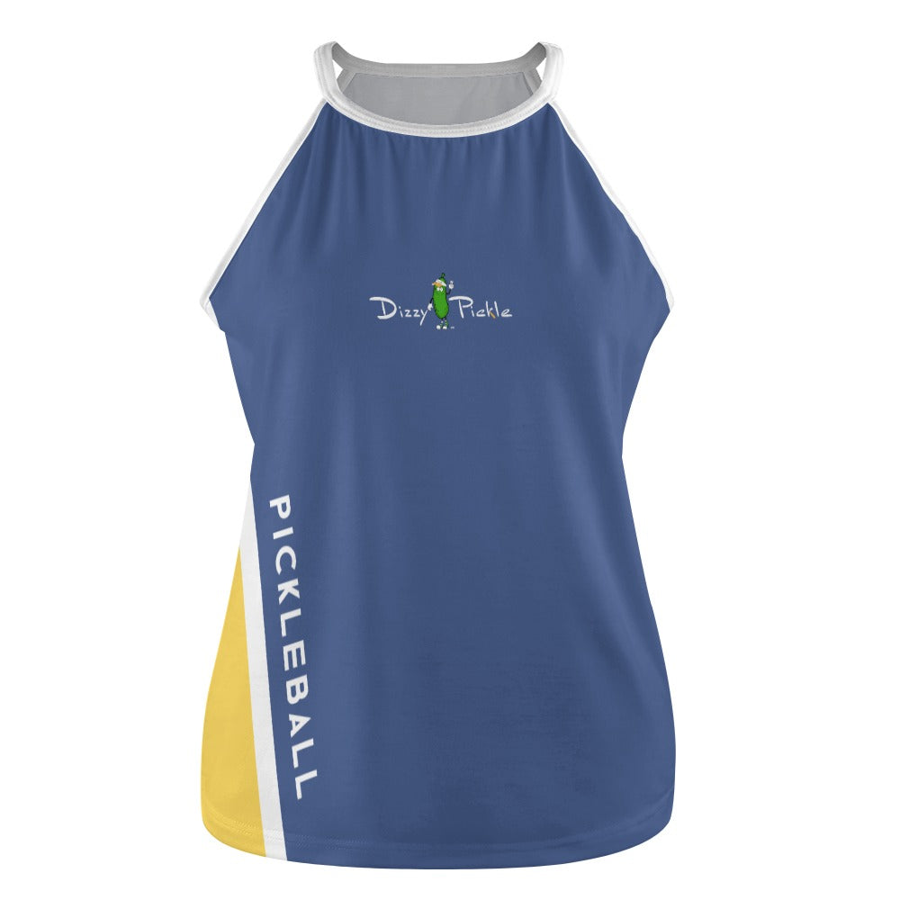 Dizzy Pickle Performance DS Women's Pickleball Sleeveless Crew Neck Vest Pewter Blue Yellow