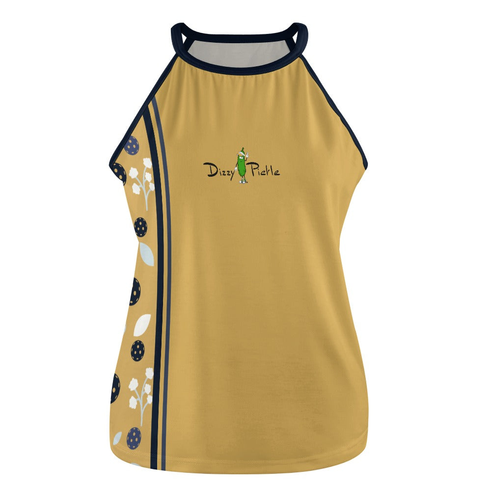 Dizzy Pickle Lesley Gold Women's Pickleball Sleeveless Crew Neck Vest Tank Top