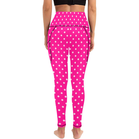 Dizzy Pickle Avery Polka Dots Women's Pickleball Performance Leggings (Ankle Length, High-Waisted, & Two Side Pockets)