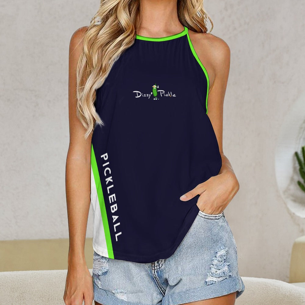 Dizzy Pickle Performance DS Women's Pickleball Sleeveless Crew Neck Vest Midnight Blue Lime Green