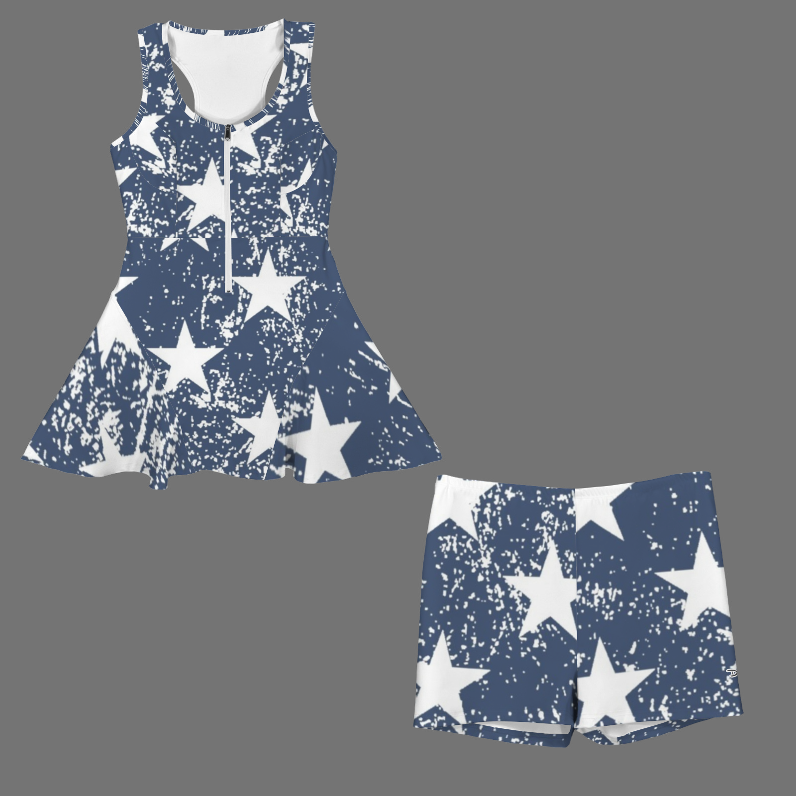 Dizzy Pickle Women's Razor Back Front Zip 2-in-1 Tank Dress and Shorts