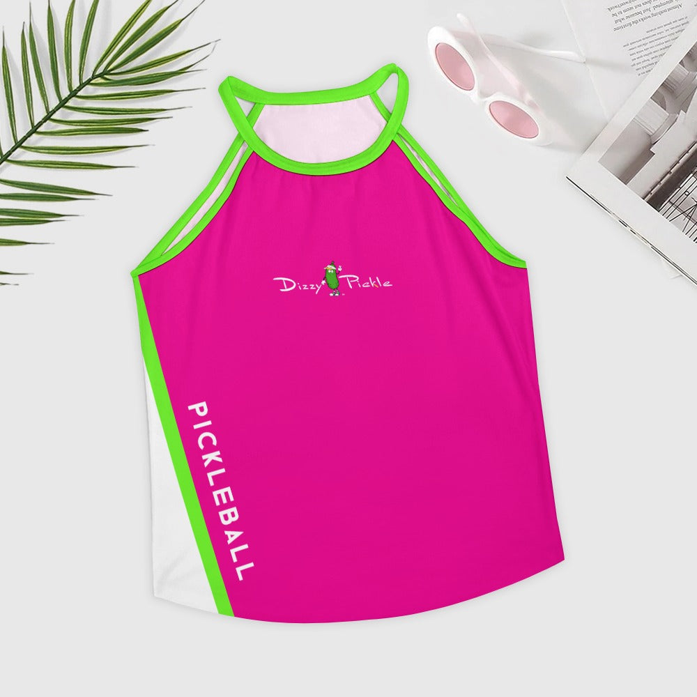 Dizzy Pickle Performance DS Women's Pickleball Sleeveless Crew Neck Vest Pink Lime Green