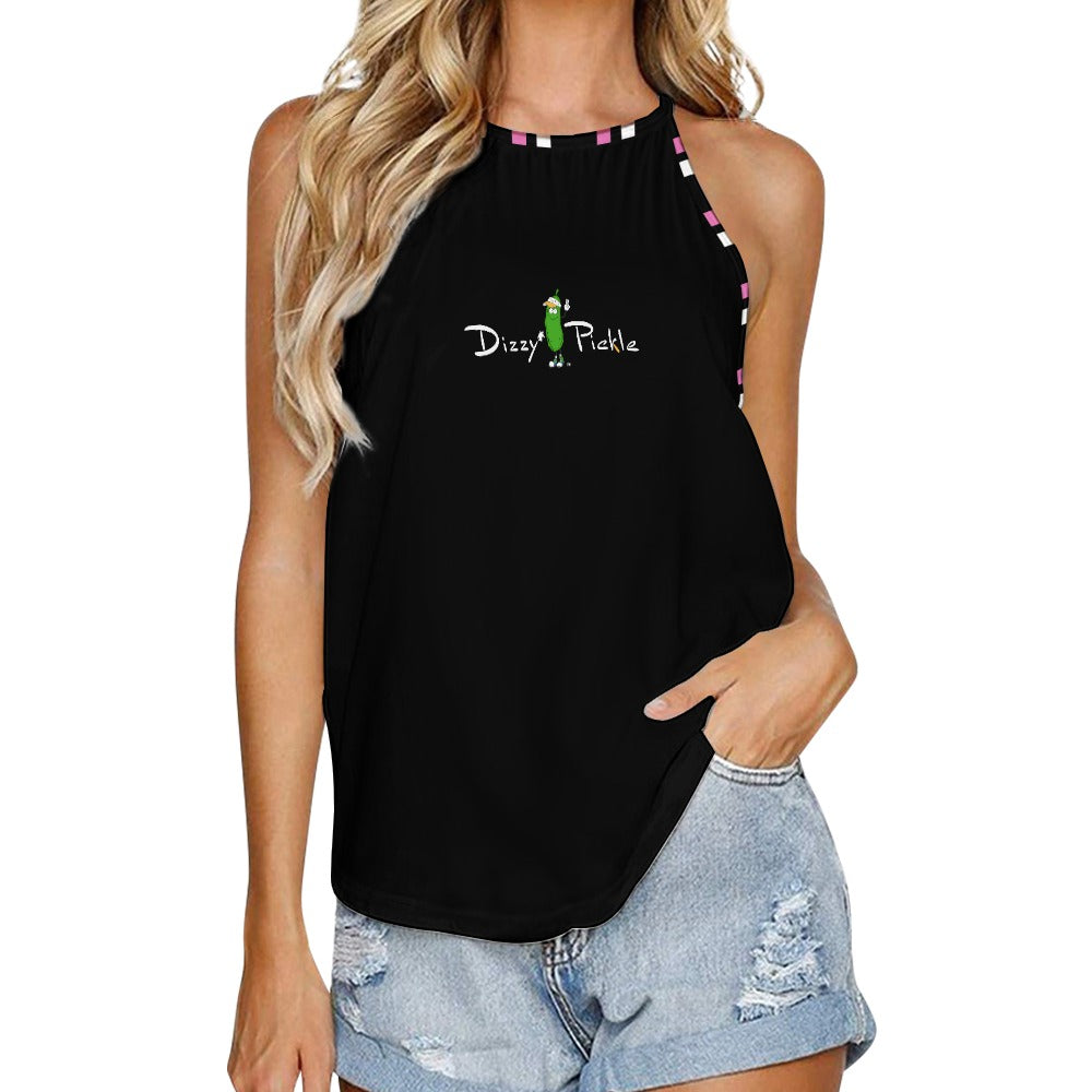 Dizzy Pickle Coming Up Daisies BP Black Women's Pickleball Crew Neck Vest