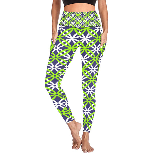 Dizzy Pickle Beautiful Women's Pickleball Performance Leggings (Ankle Length, High-Waisted, & Two Side Pockets)