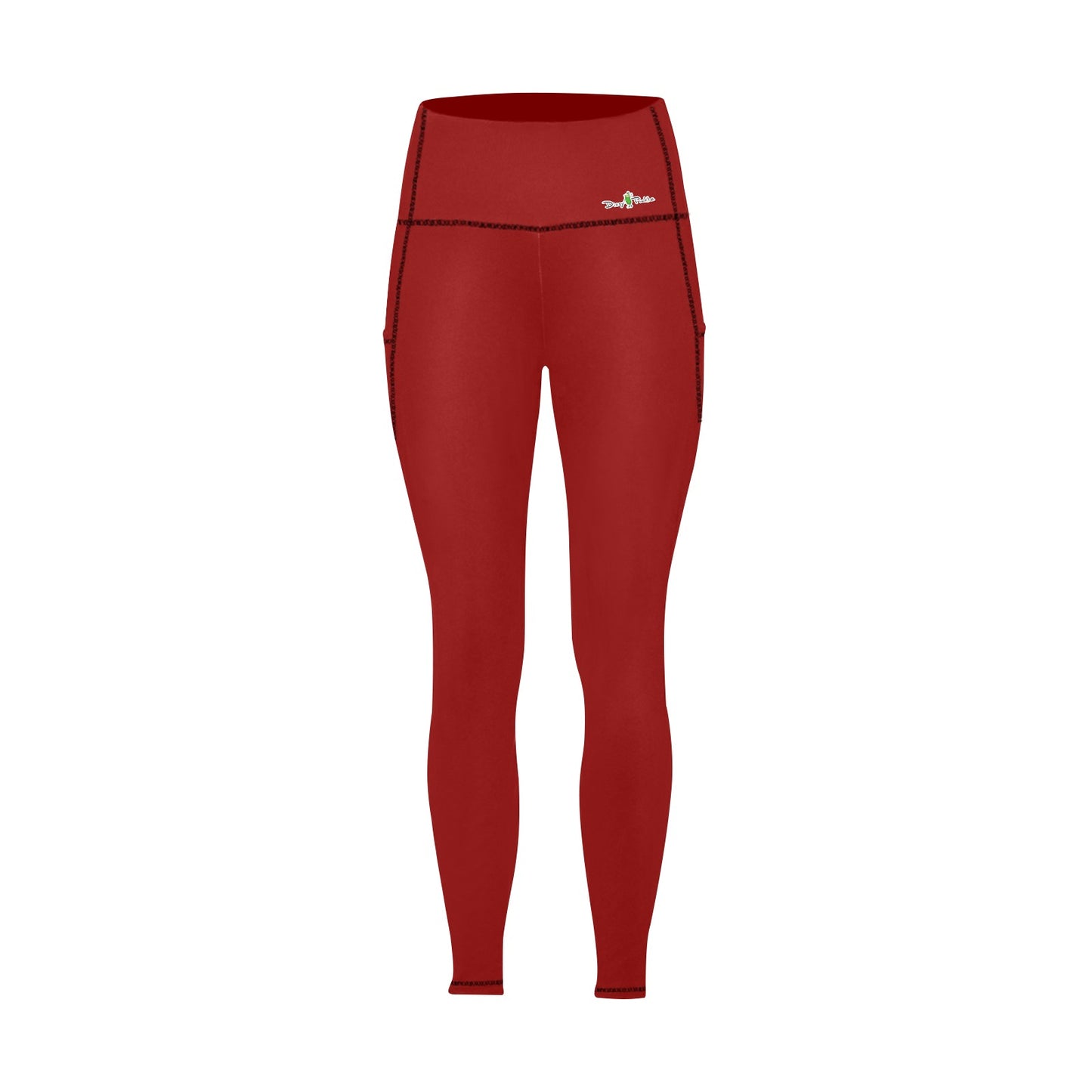 Dizzy Pickle DZY P Classic Deep Red Women's Pickleball Performance Leggings (Ankle Length, High-Waisted, & Two Side Pockets)