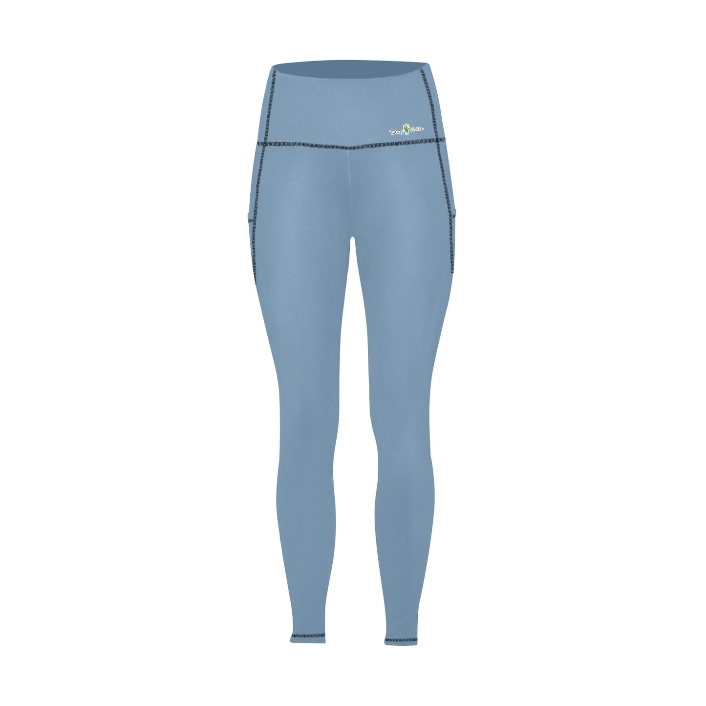 Dizzy Pickle DZY P Classic Soft Blue Women's Pickleball Performance Leggings (Ankle Length, High-Waisted, & Two Side Pockets)