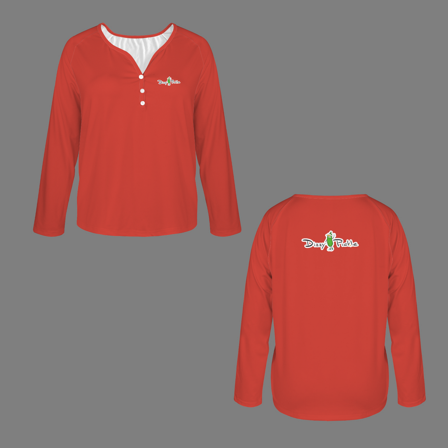 Three Button Long Sleeve Red