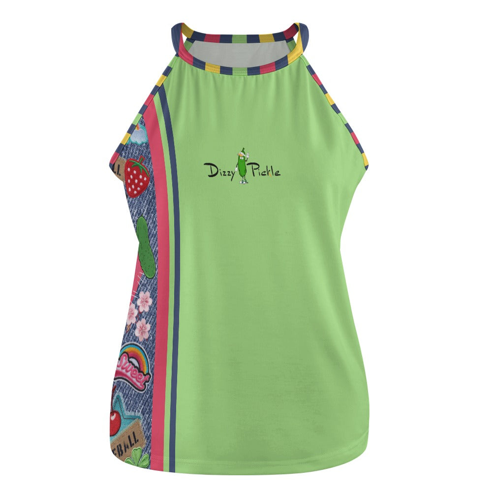 Dizzy Pickle Amy Patches Green Women's Pickleball Crew Neck Vest