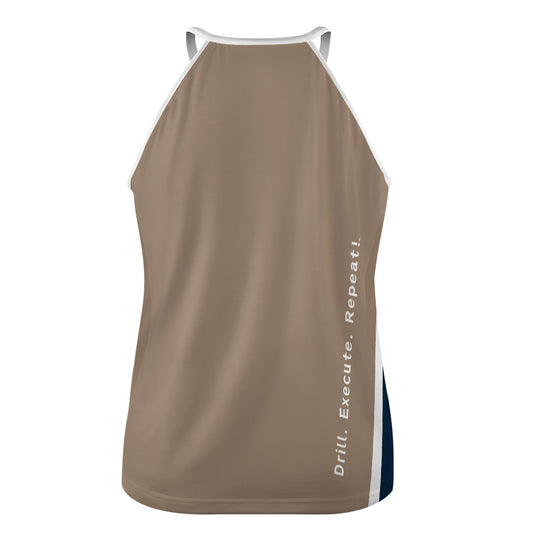 Dizzy Pickle Performance DS Women's Pickleball Sleeveless Crew Neck Vest Taupe Navy Blue