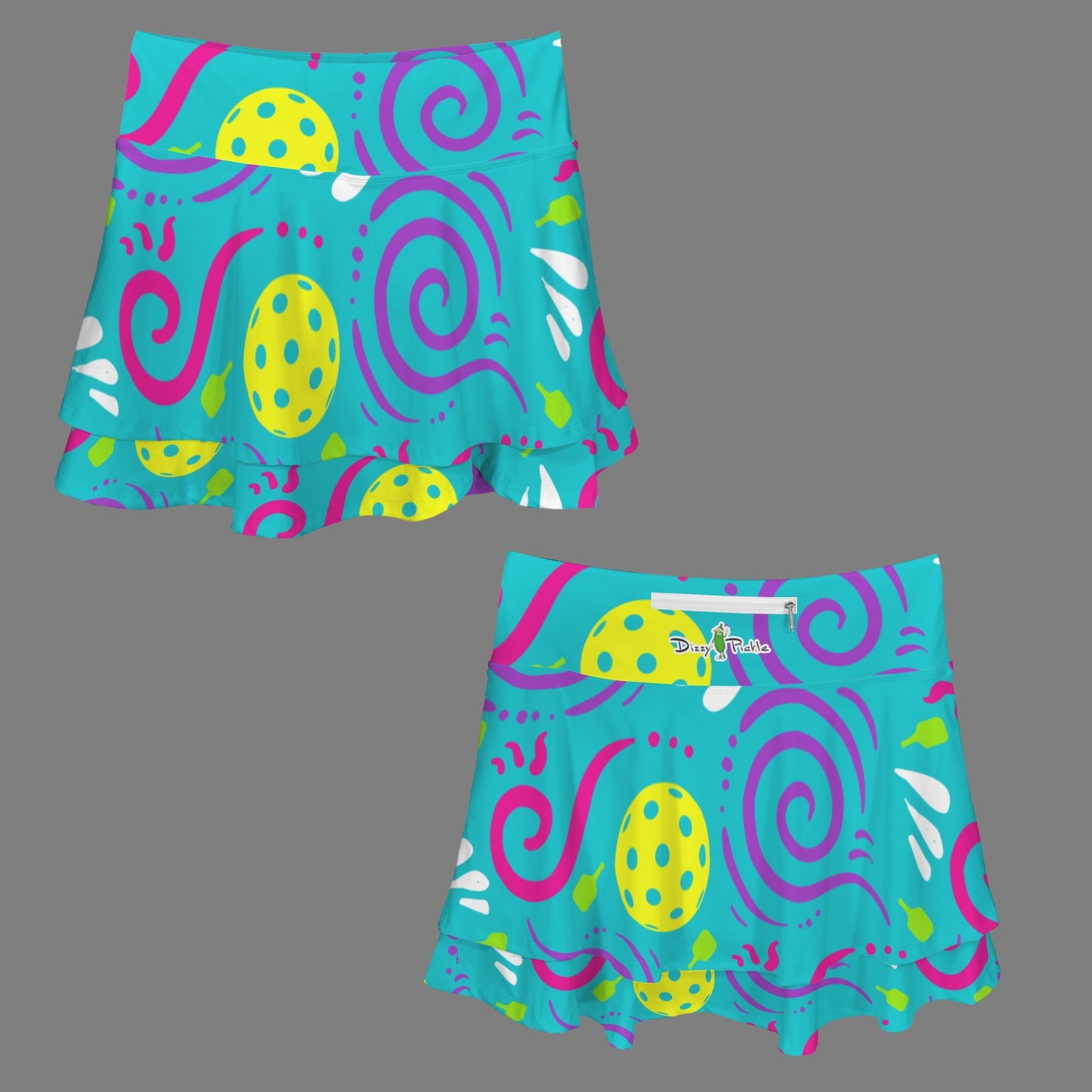 Dizzy Pickle It's Swell Blue Women's Two Layer Hem Pocket Sports Skorts