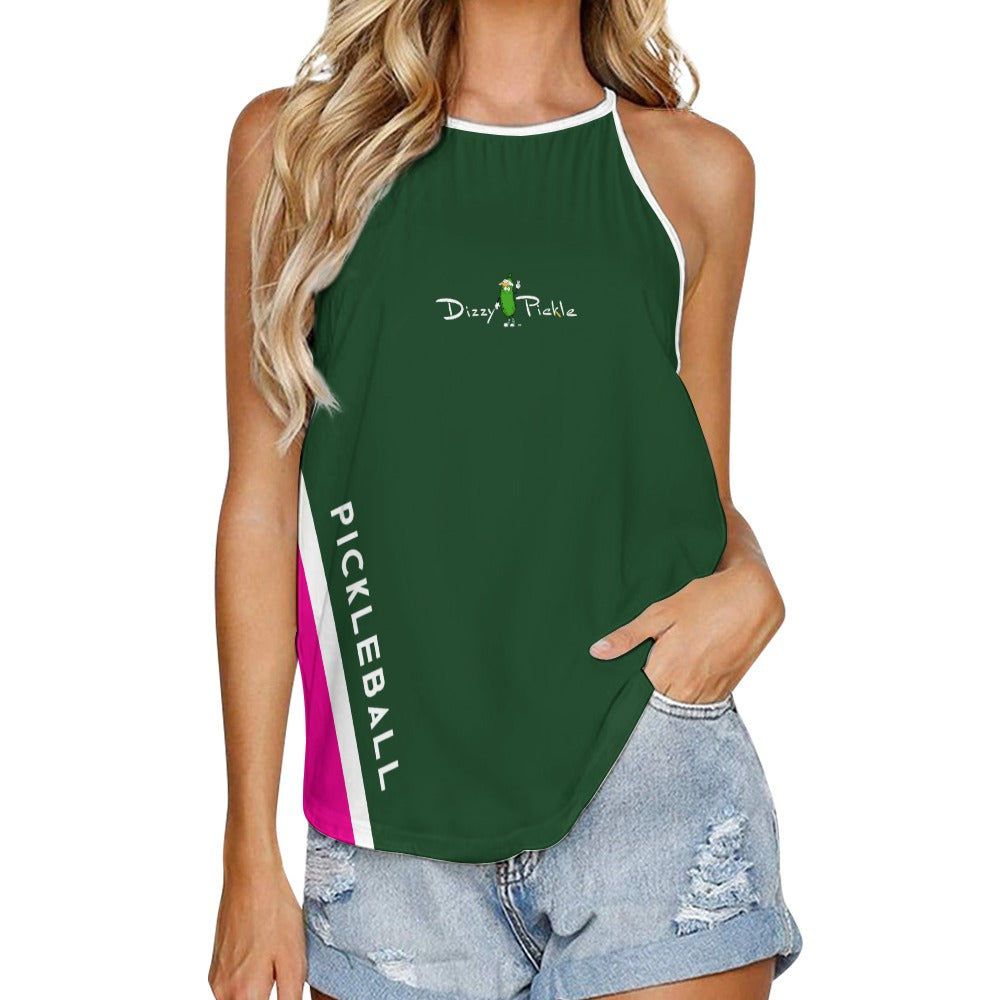 Dizzy Pickle Performance DS Women's Pickleball Sleeveless Crew Neck Vest Pine Green Fuchsia