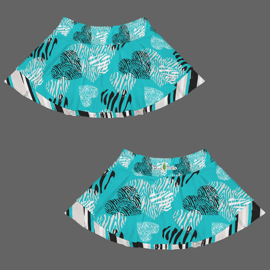 Dizzy Pickle Shelley Turquoise Hearts Women's Double Hem Pickleball Skort