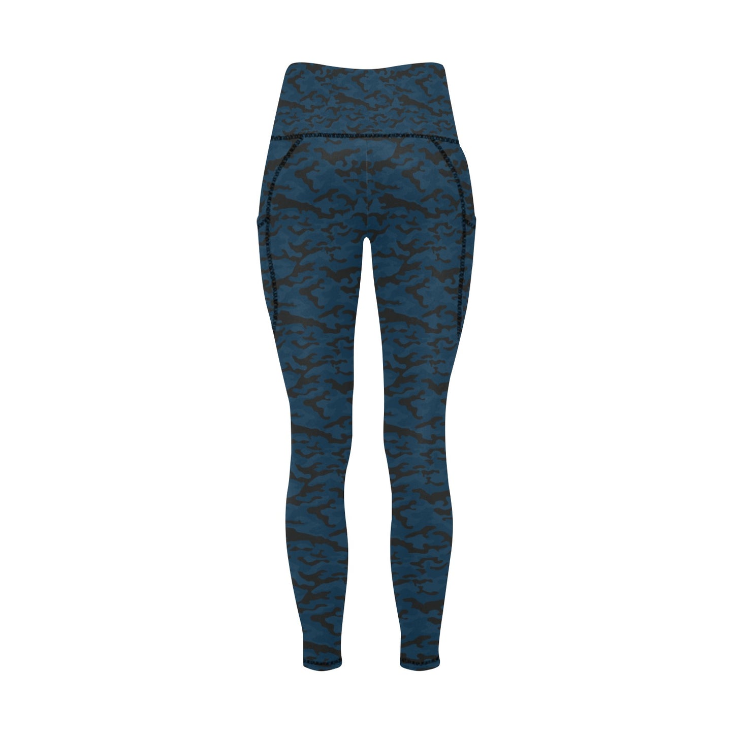 Dizzy Pickle Jan Black_Blue Women's Pickleball Performance Leggings (Ankle Length, High-Waisted, & Two Side Pockets)