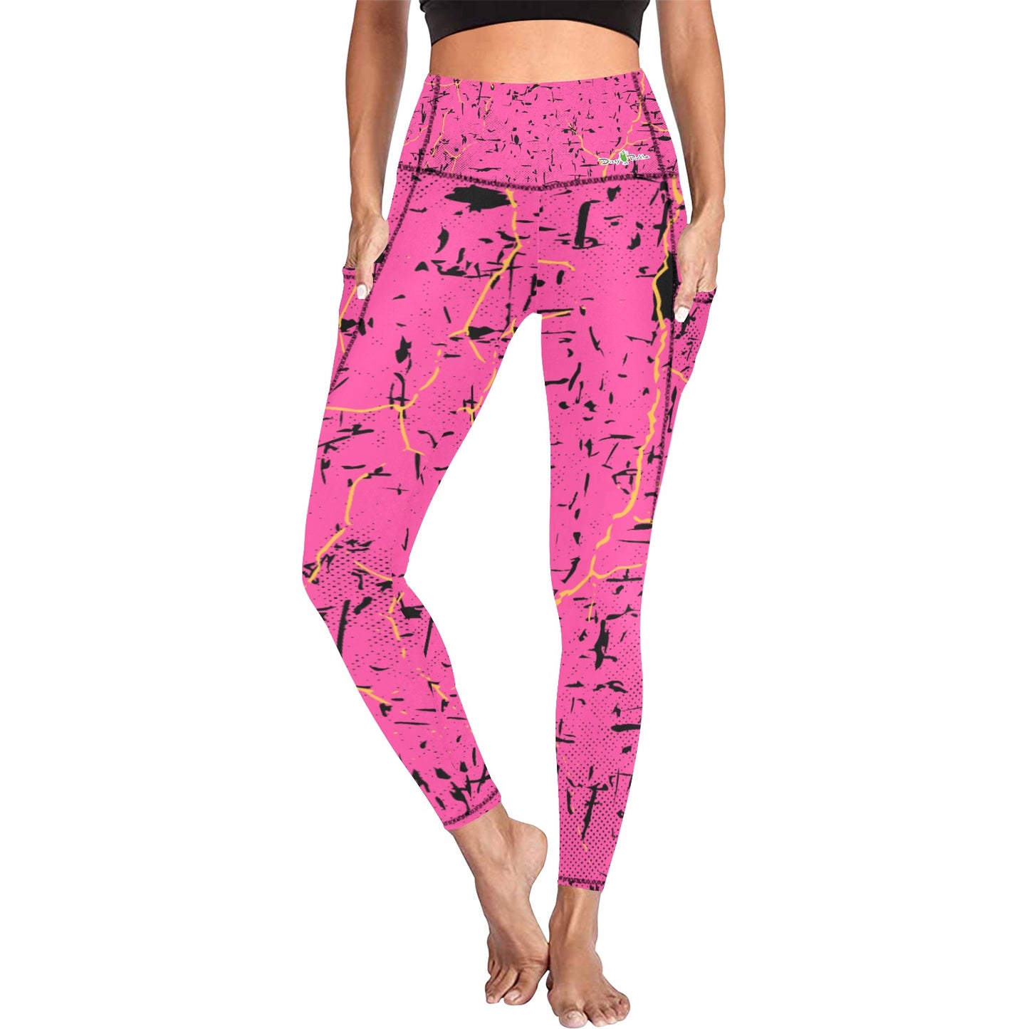 Dizzy Pickle Lynne Pink Women's Pickleball Performance Leggings (Ankle Length, High-Waisted, & Two Side Pockets)