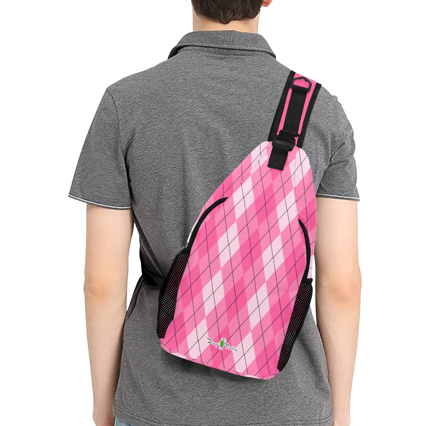 Dizzy Pickle Ashley Argyle Pink Pickleball Grab-N-Go Crossbody Casual Chest Bag