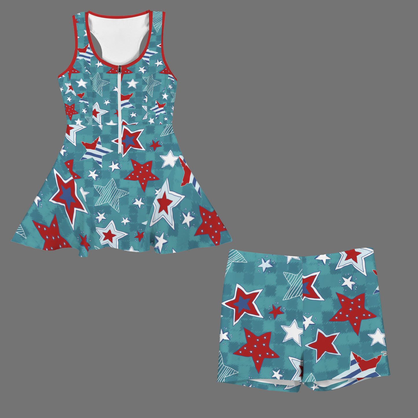 Dizzy Pickle Women's Razor Back Front Zip 2-in-1 Tank Dress and Shorts