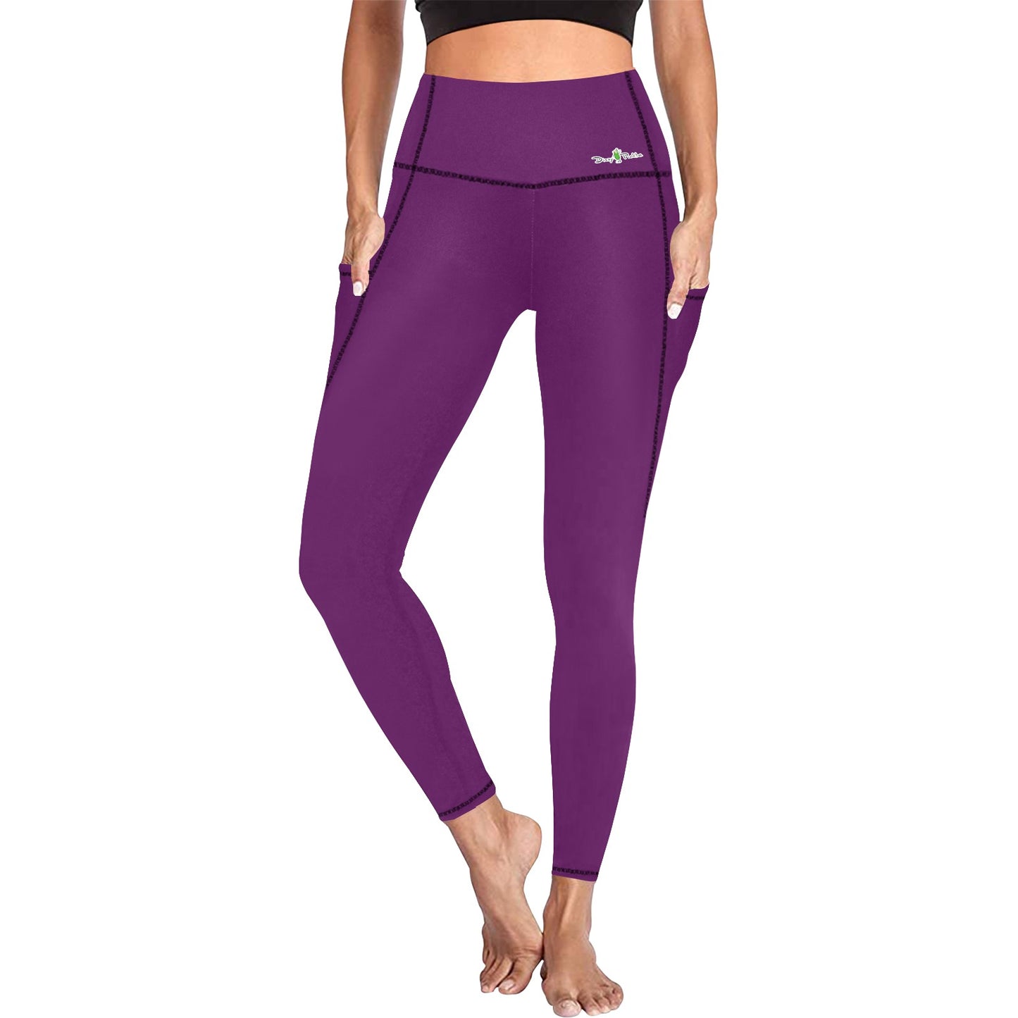 Dizzy Pickle DZY P Classic Royal Plum Women's Pickleball Performance Leggings (Ankle Length, High-Waisted, & Two Side Pockets)