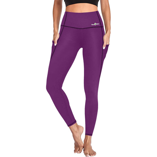 Dizzy Pickle DZY P Classic Royal Plum Women's Pickleball Performance Leggings (Ankle Length, High-Waisted, & Two Side Pockets)