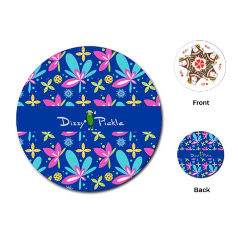 Dizzy Pickle Donna Blue Round Playing Cards