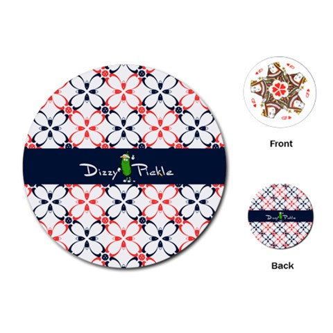 Dizzy Pickle Van Petals White Round Playing Cards