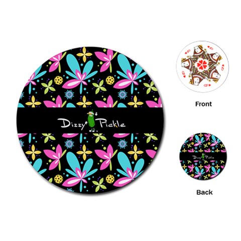 Dizzy Pickle Donna Black Round Playing Cards