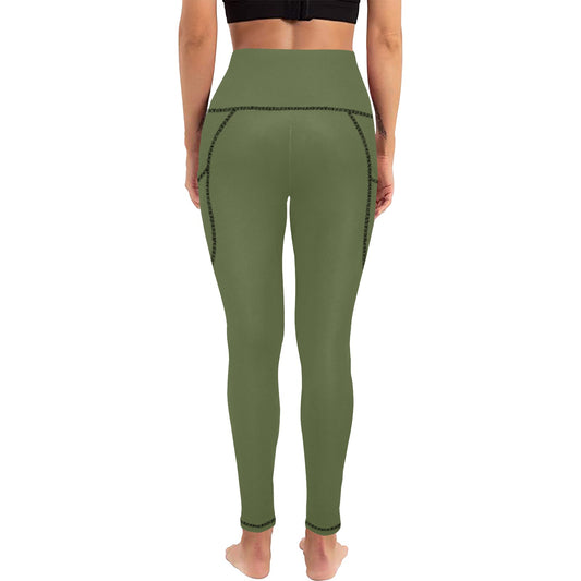 Dizzy Pickle DZY P Classic Arizona Green Women's Pickleball Performance Leggings (Ankle Length, High-Waisted, & Two Side Pockets)