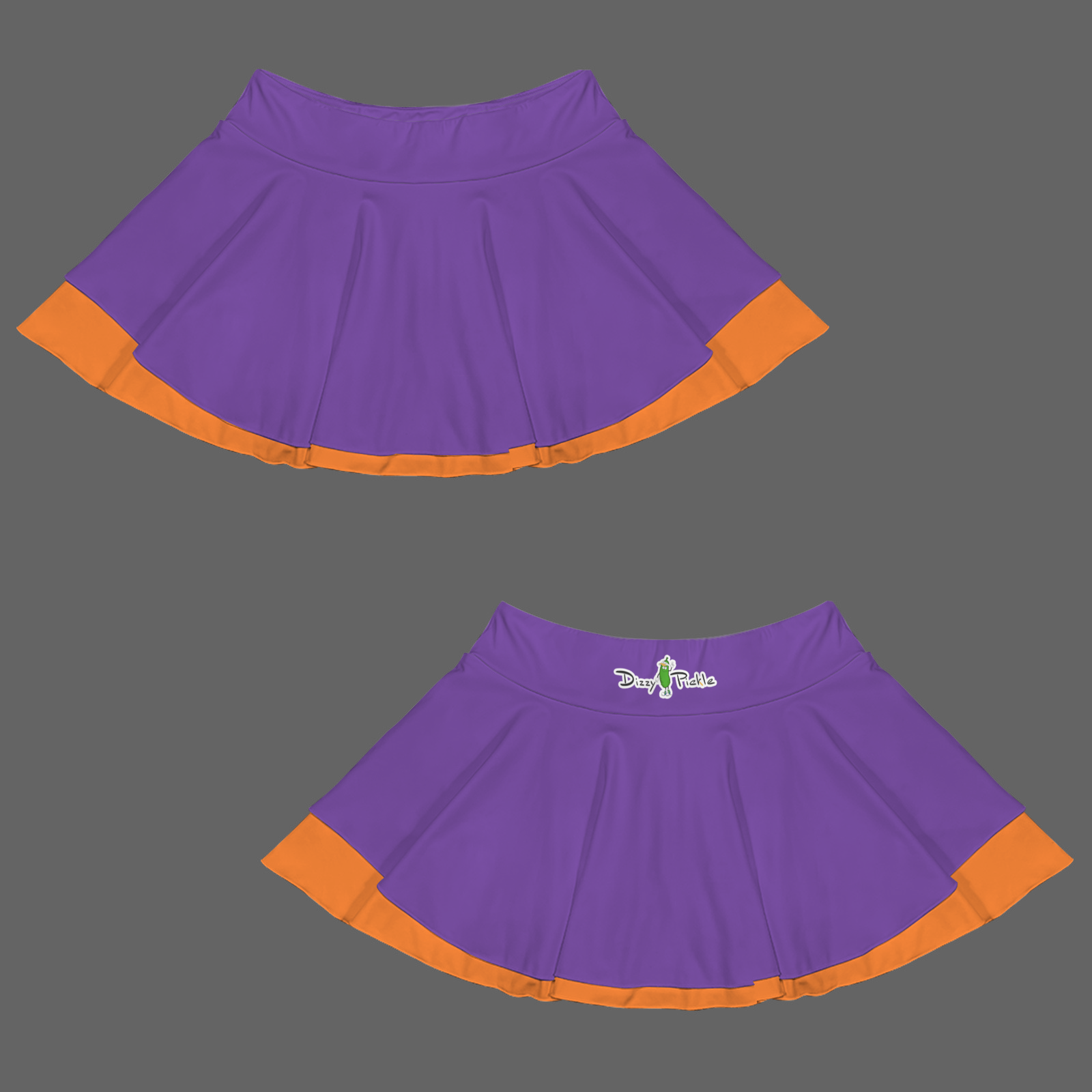 Dizzy Pickle DZY P Classic Solid Purple_Orange Women's Double Hem Pickleball Skort