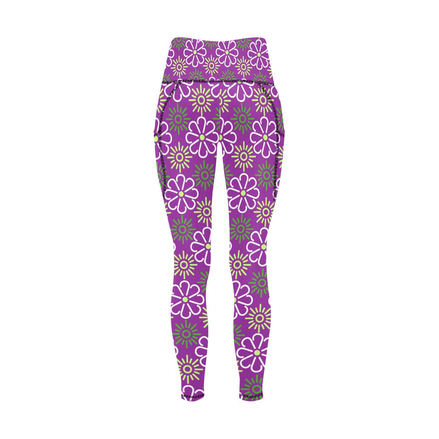 Dizzy Pickle April Purple Women's Pickleball Performance Leggings (Ankle Length, High-Waisted, & Two Side Pockets)