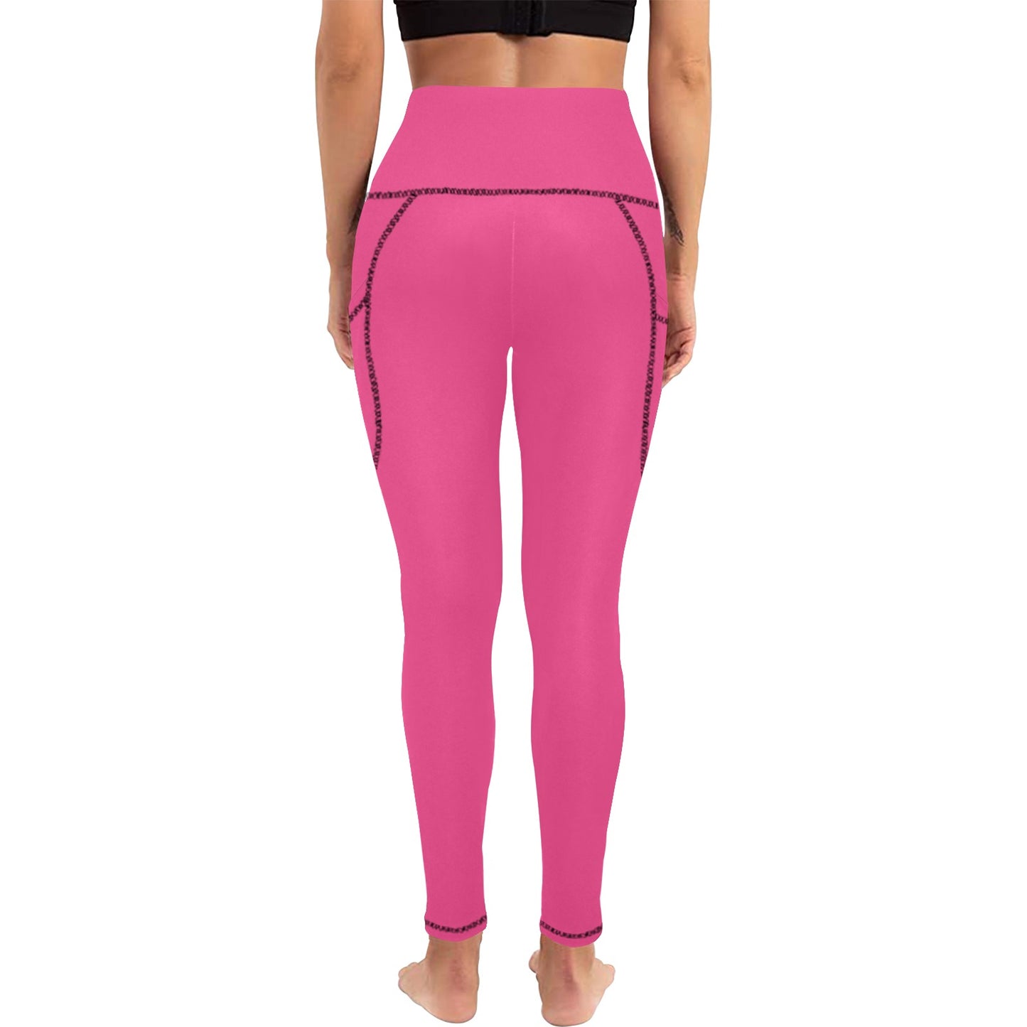 Dizzy Pickle DZY P Classic Dark Rose Women's Pickleball Performance Leggings (Ankle Length, High-Waisted, & Two Side Pockets)