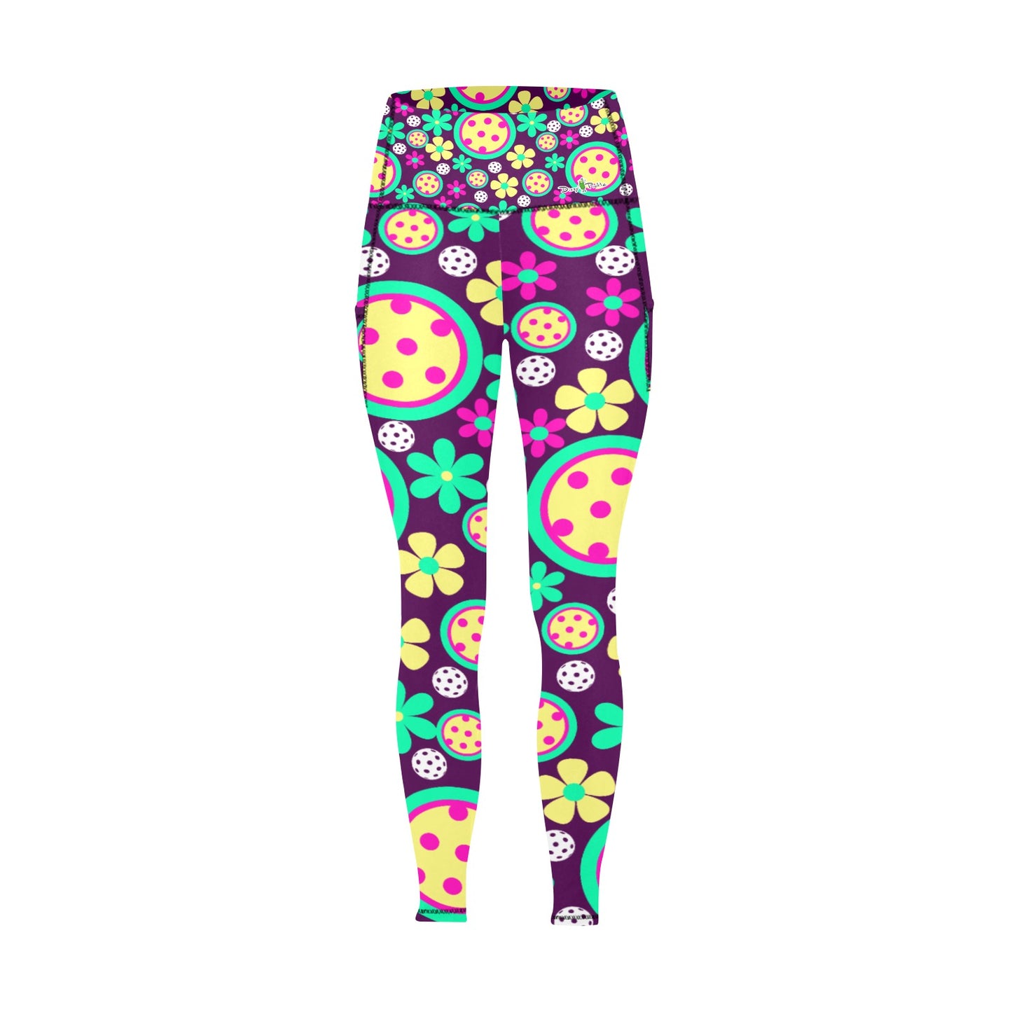 Dizzy Pickle Charlotte Women's Pickleball Performance Leggings (Ankle Length, High-Waisted, & Two Side Pockets)