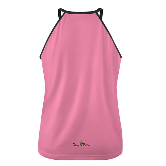 Dizzy Pickle Page Deep Pink Polka Dots and Paddles Mini Women's Pickleball Crew Neck Vest