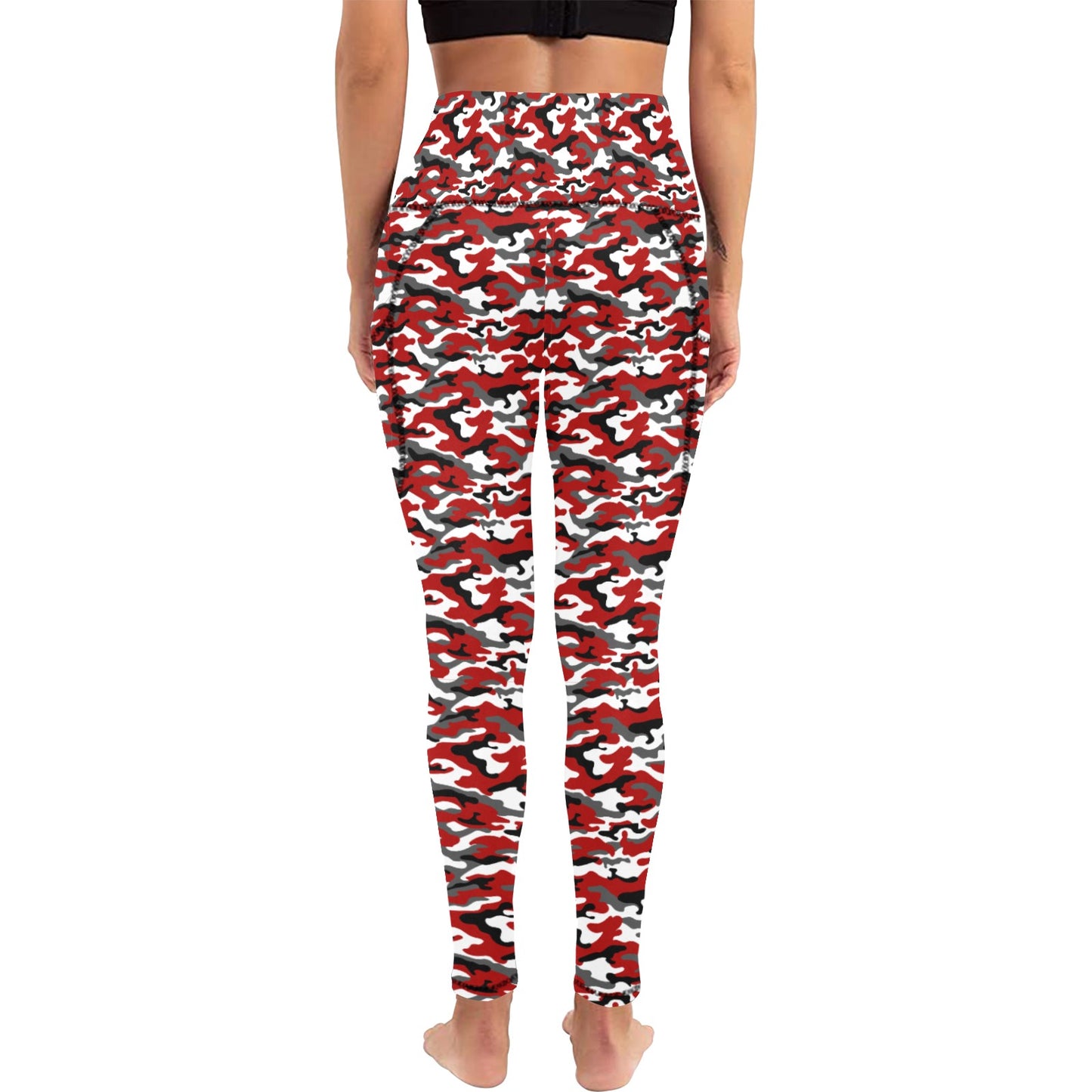 Dizzy Pickle Jan Red Women's Pickleball Performance Leggings (Ankle Length, High-Waisted, & Two Side Pockets)