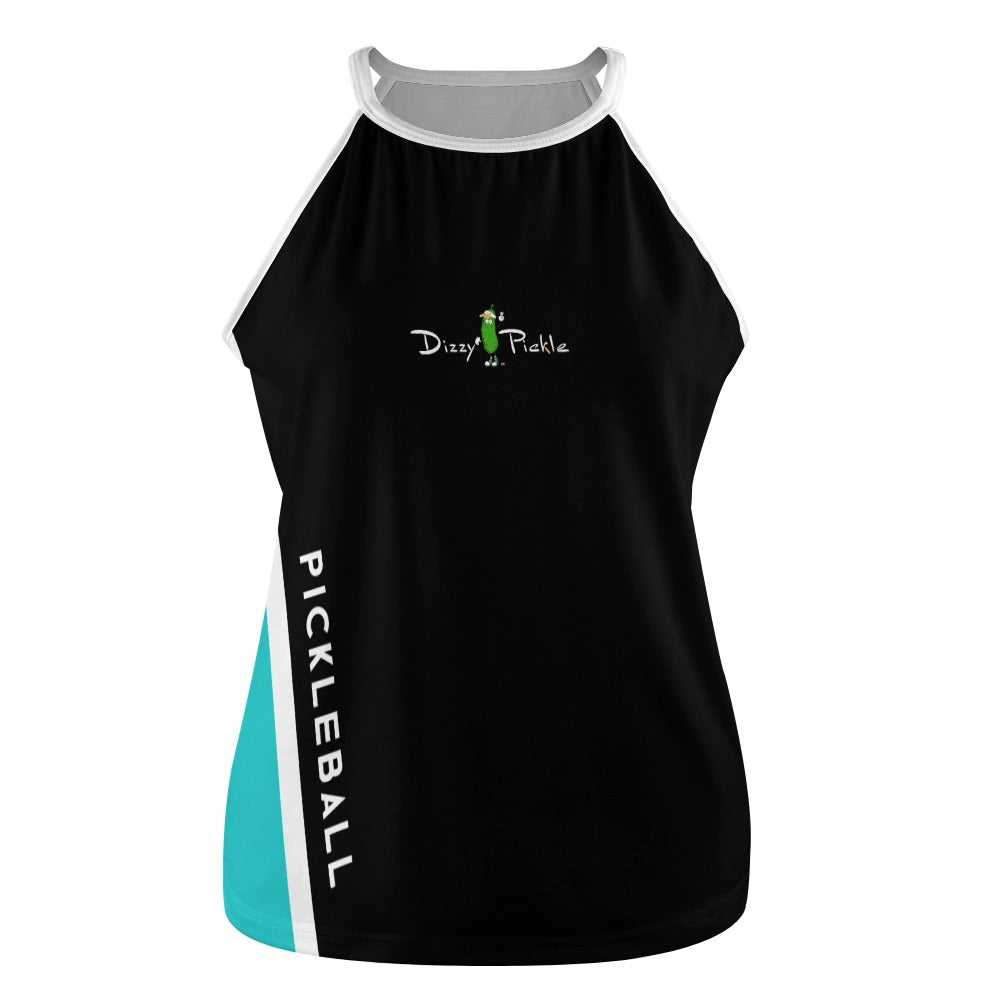 Dizzy Pickle Performance DS Women's Pickleball Sleeveless Crew Neck Vest Black Turquoise