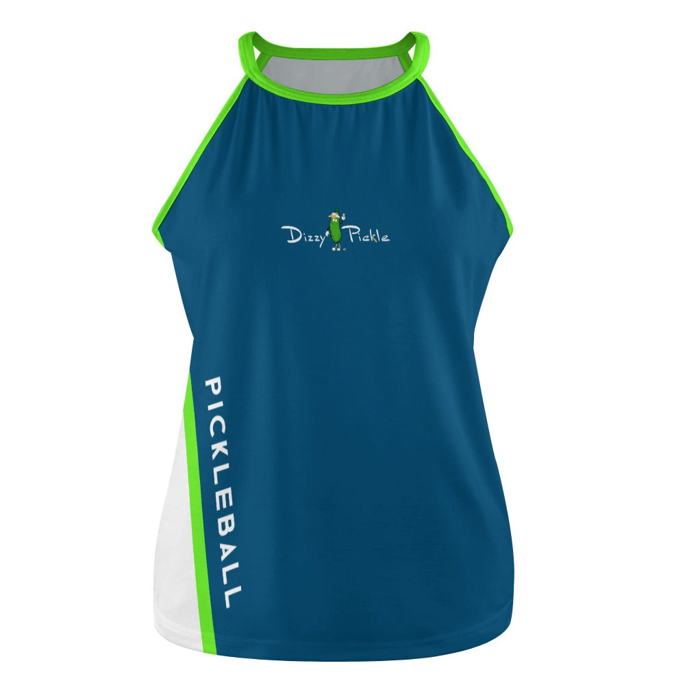 Dizzy Pickle Performance DS Women's Pickleball Sleeveless Crew Neck Vest Dark Turquoise Lime Green