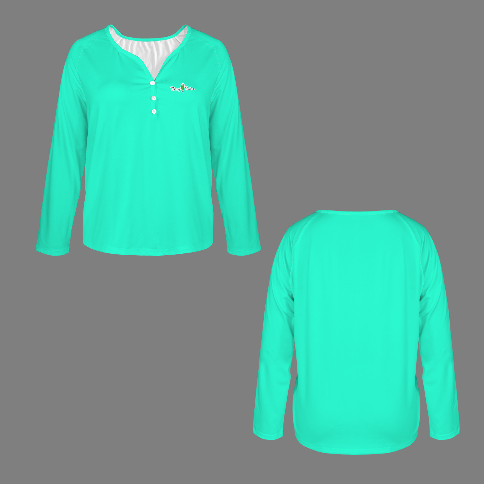 Three Button Long Sleeve Aqua