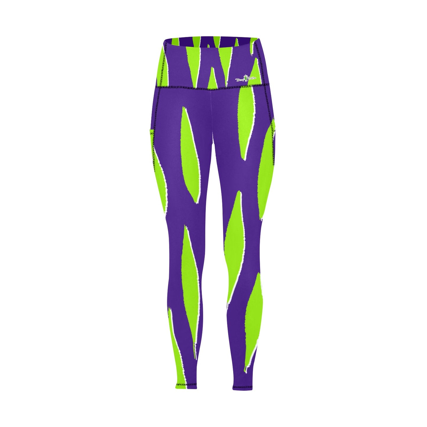 Dizzy Pickle Dinking Diva BG Drips Women's Pickleball Performance Leggings (Ankle Length, High-Waisted, & Two Side Pockets)