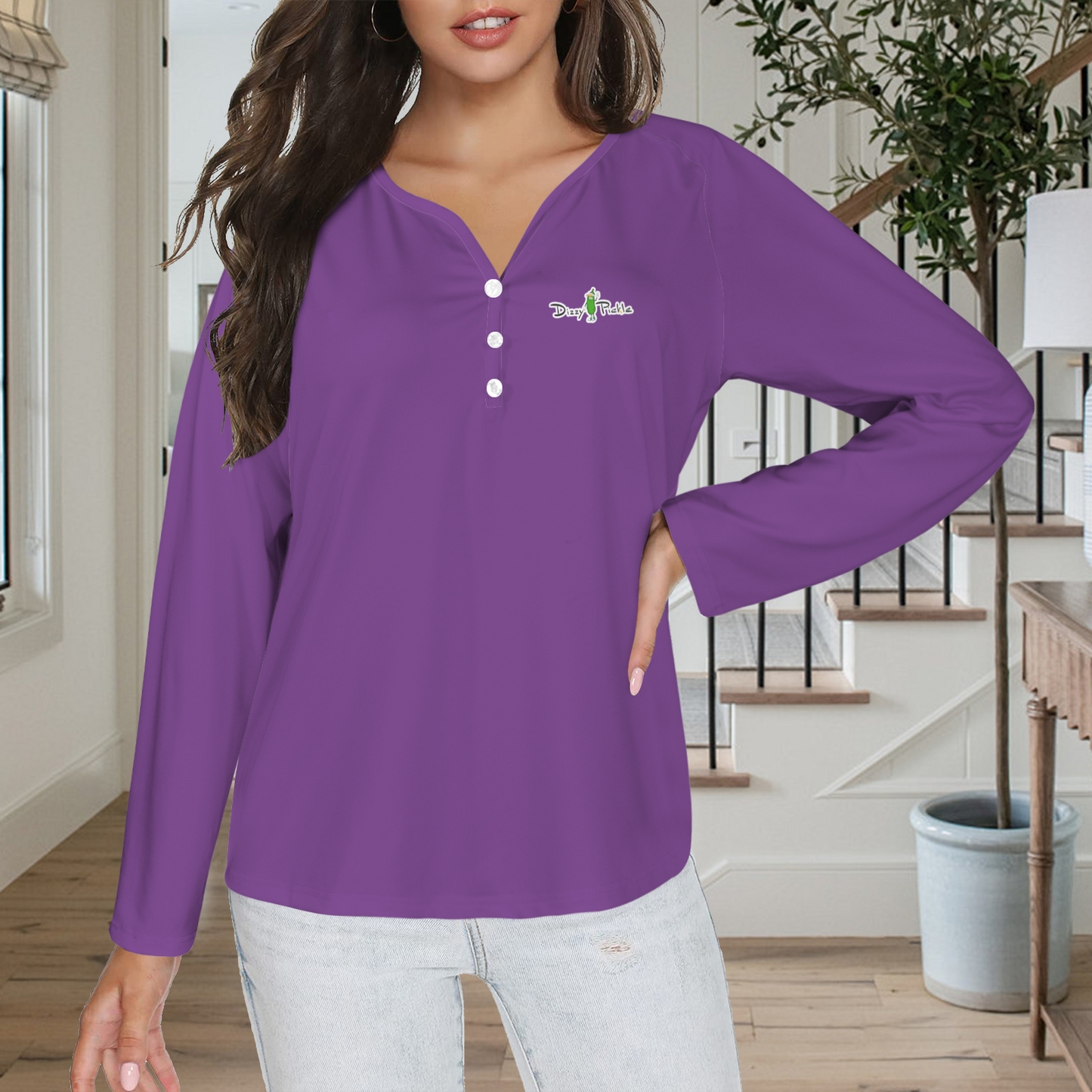 Three Button Long Sleeve Grape