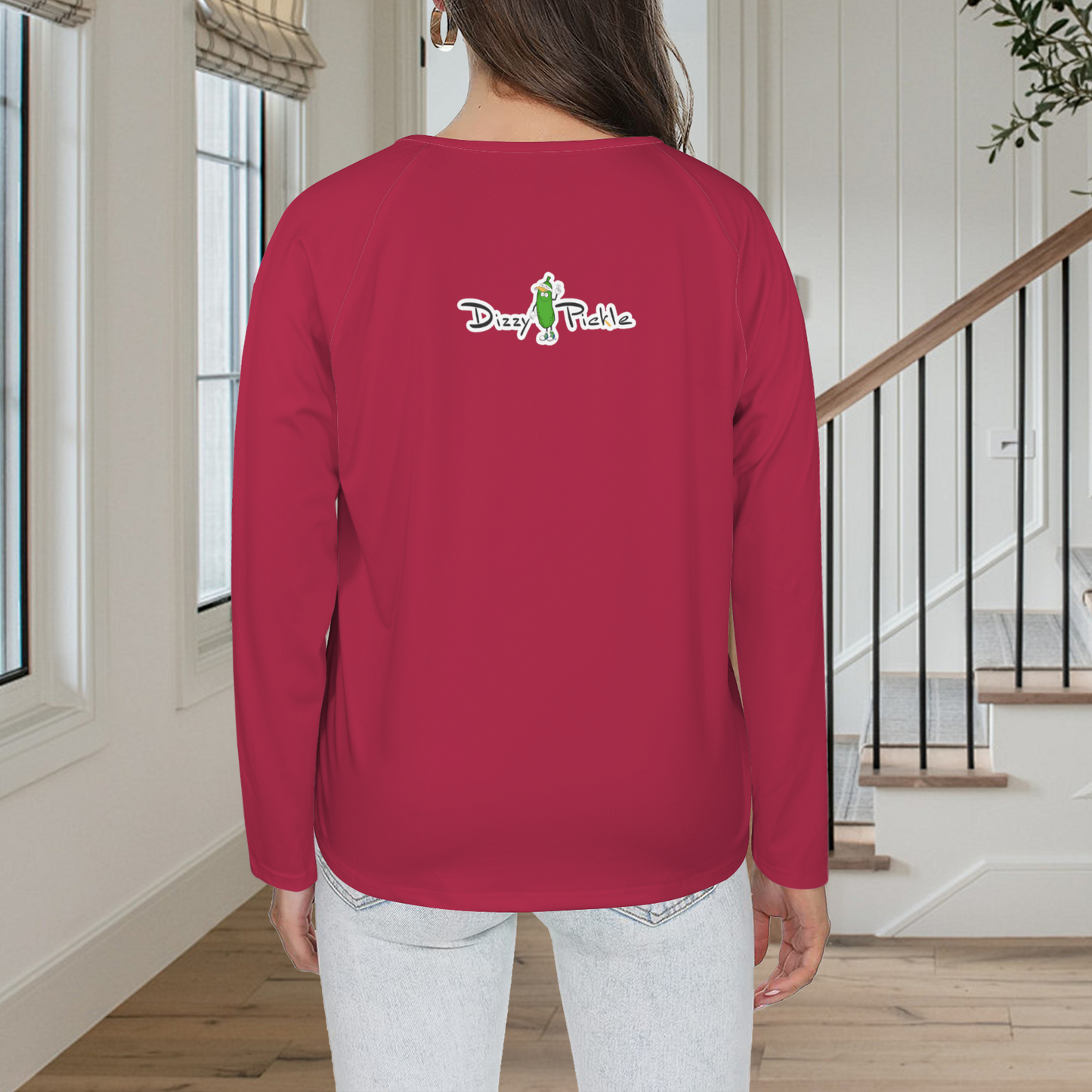 Three Button Long Sleeve Dark Red