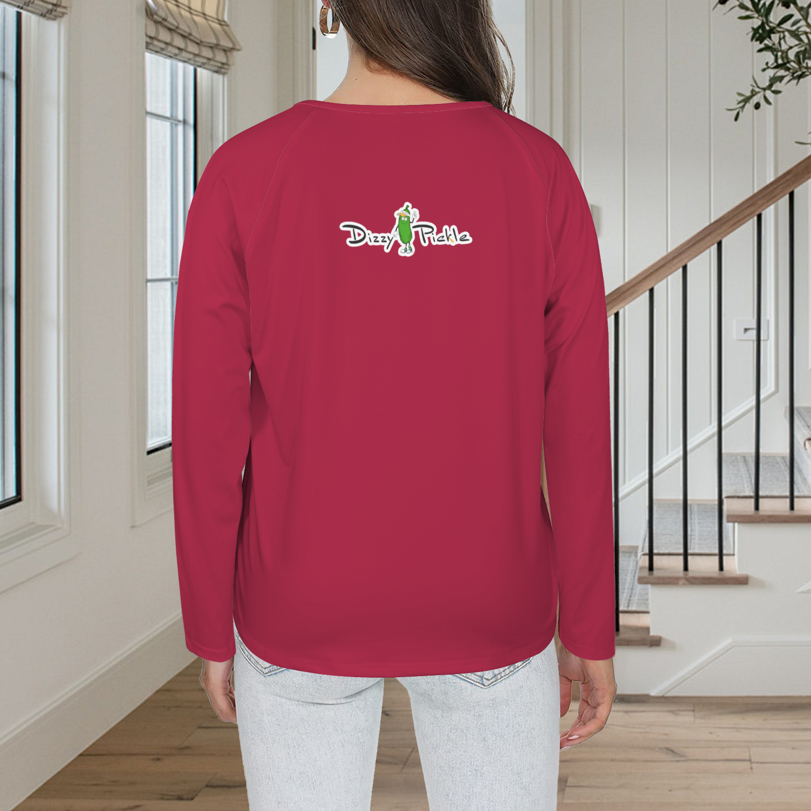 Three Button Long Sleeve Dark Red