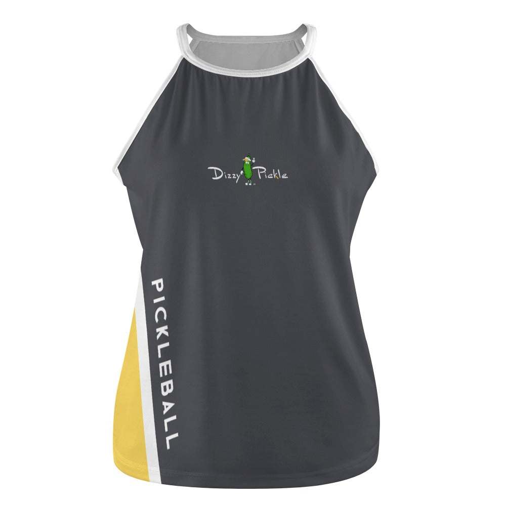 Dizzy Pickle Performance DS Women's Pickleball Sleeveless Crew Neck Vest Dark Gray Yellow