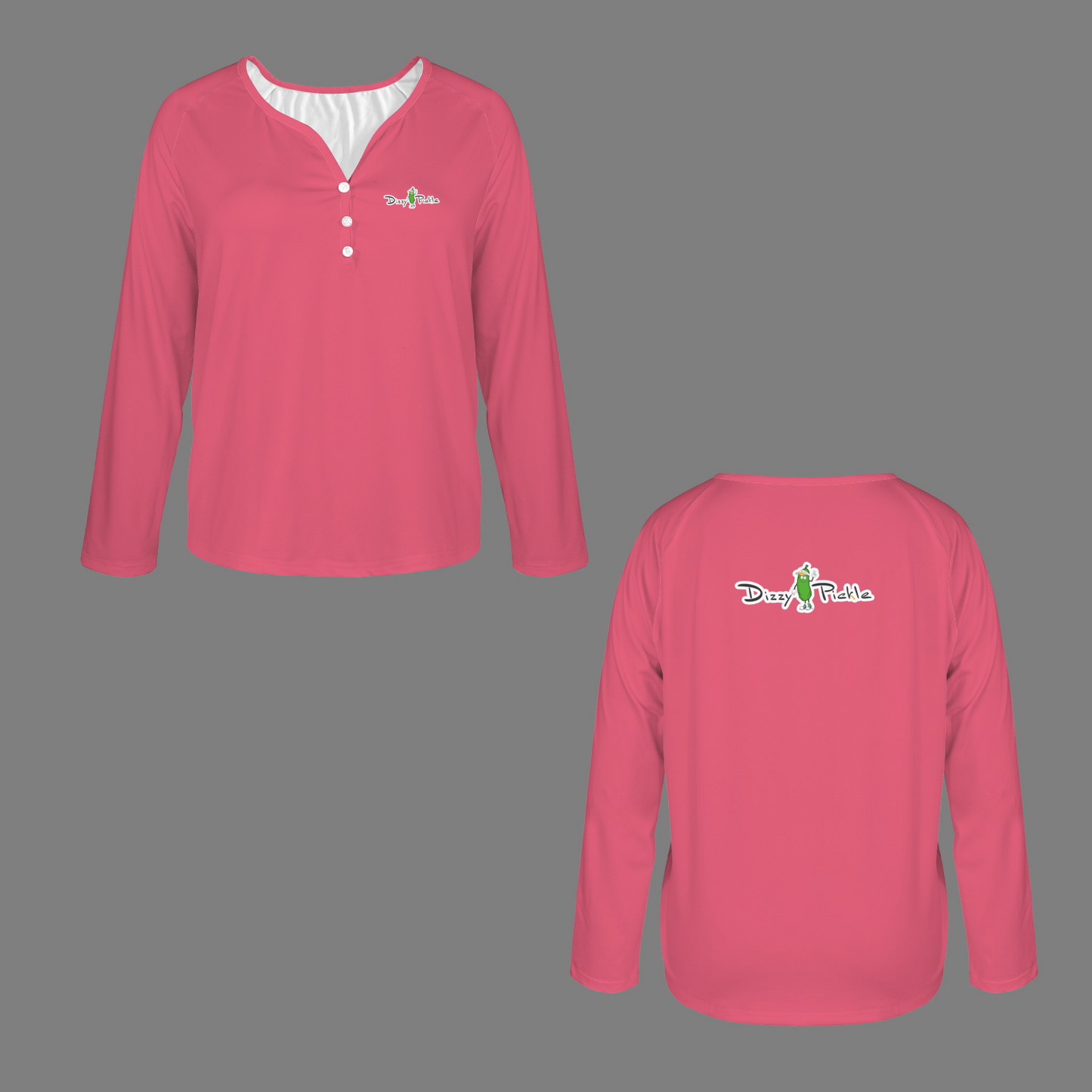 Three Button Long Sleeve Watermelon