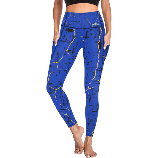 Dizzy Pickle Lynne Blue Women's Pickleball Performance Leggings (Ankle Length, High-Waisted, & Two Side Pockets)