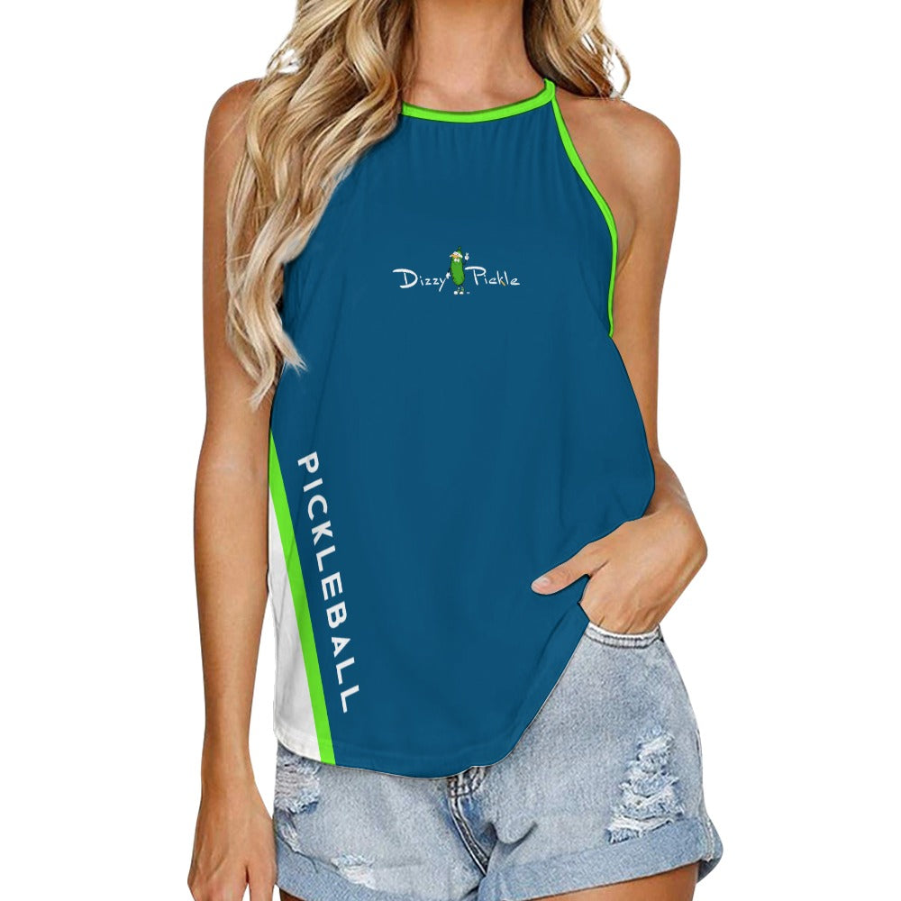 Dizzy Pickle Performance DS Women's Pickleball Sleeveless Crew Neck Vest Dark Turquoise Lime Green