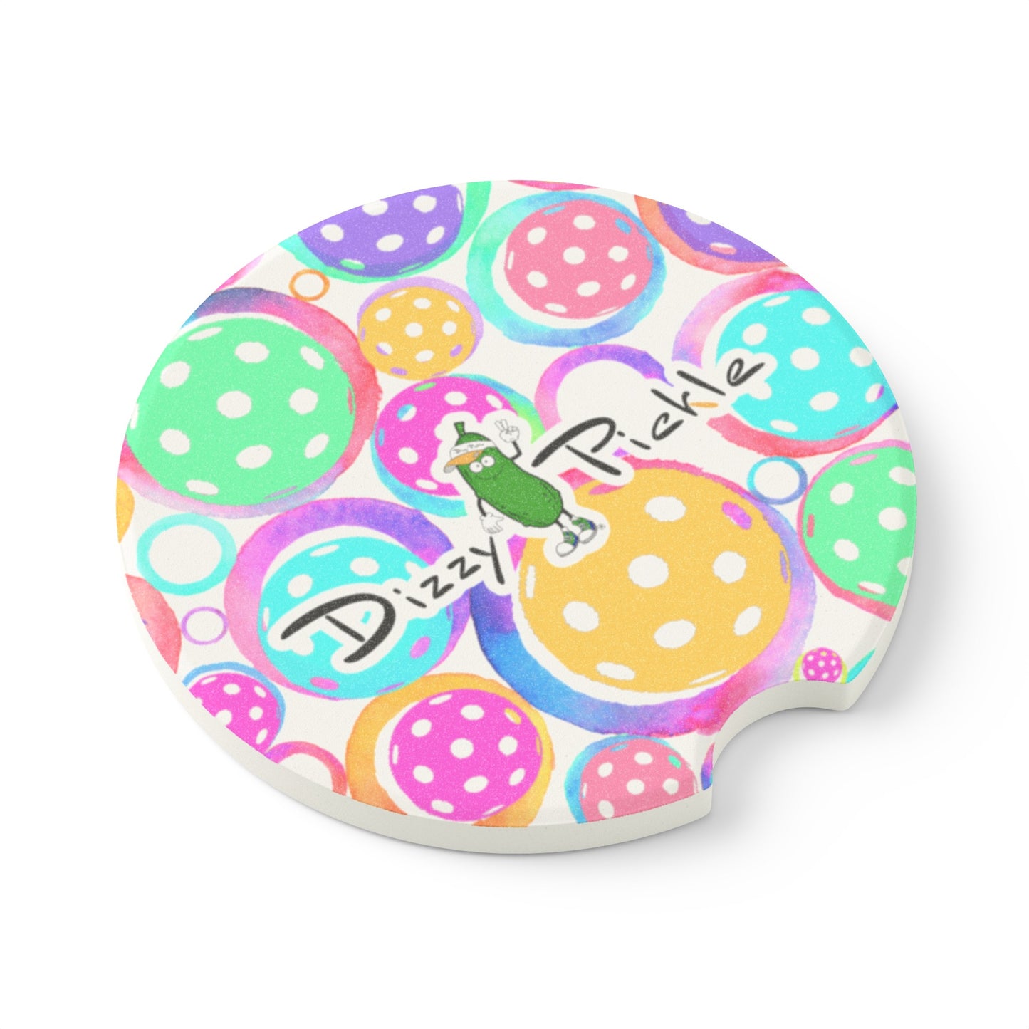 Dizzy Pickle Emily BW Soapstone Car Coaster