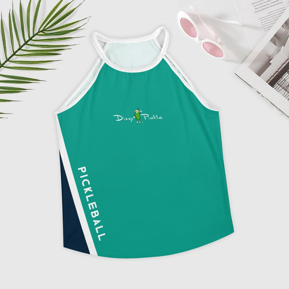 Dizzy Pickle Performance DS Women's Pickleball Sleeveless Crew Neck Vest Light Sea Green Navy Blue